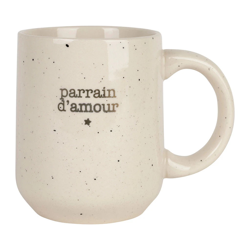 Mug Parrain En Grès Blanc Moucheté 35cl 1 Mug Parrain En Grès Blanc Moucheté 35cl