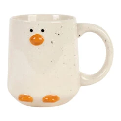 Mug Pingouin En Grès Blanc Moucheté 35cl - Sweetdream