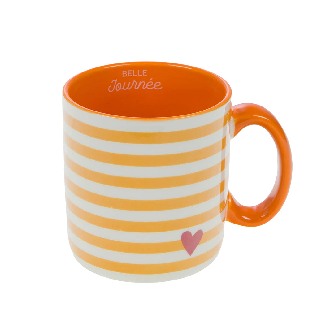 Amadeus Mug Rayé Rouge Et Blanc En Porcelaine - Ella 1 Amadeus Mug Rayé Rouge Et Blanc En Porcelaine - Ella