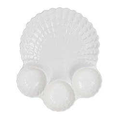 Plat à Apéritif En Faïence Blanc 45x37cm - Poisson