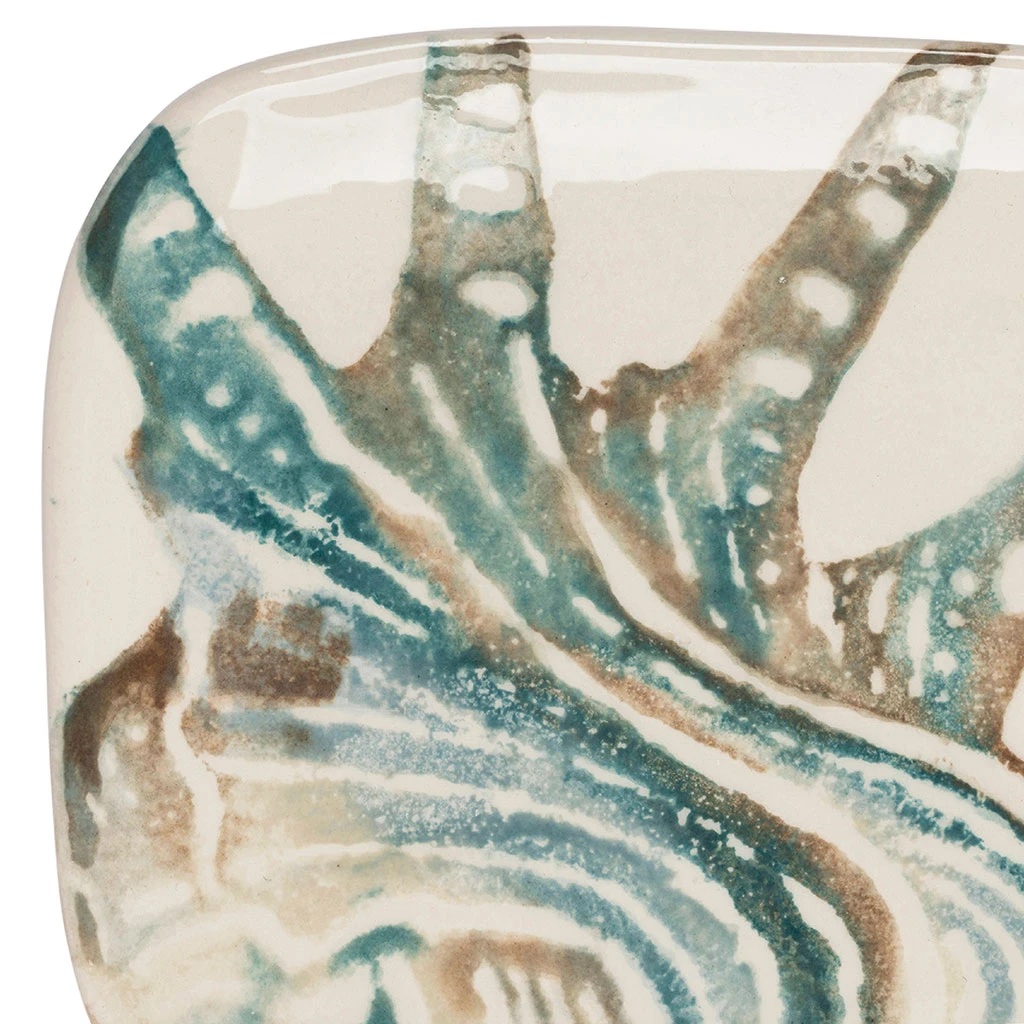 Plat à Cake En Faïence Bleu Et Beige - Bord De Mer 2 Plat à Cake En Faïence Bleu Et Beige - Bord De Mer – Image 2