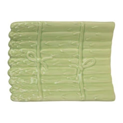 Plat Asperge En Faïence Vert 20x15cm