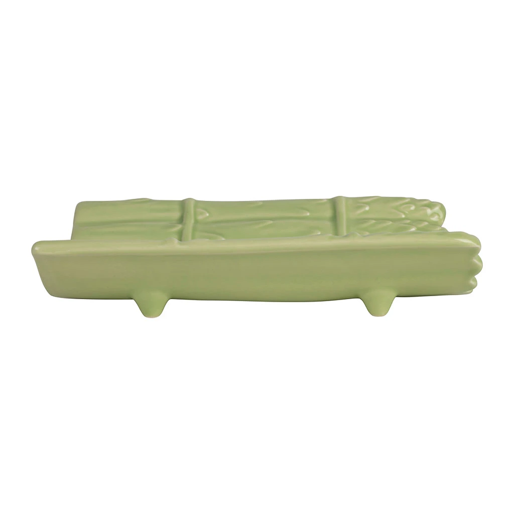 Plat Asperge En Faïence Vert 20x15cm 2 Plat Asperge En Faïence Vert 20x15cm – Image 2