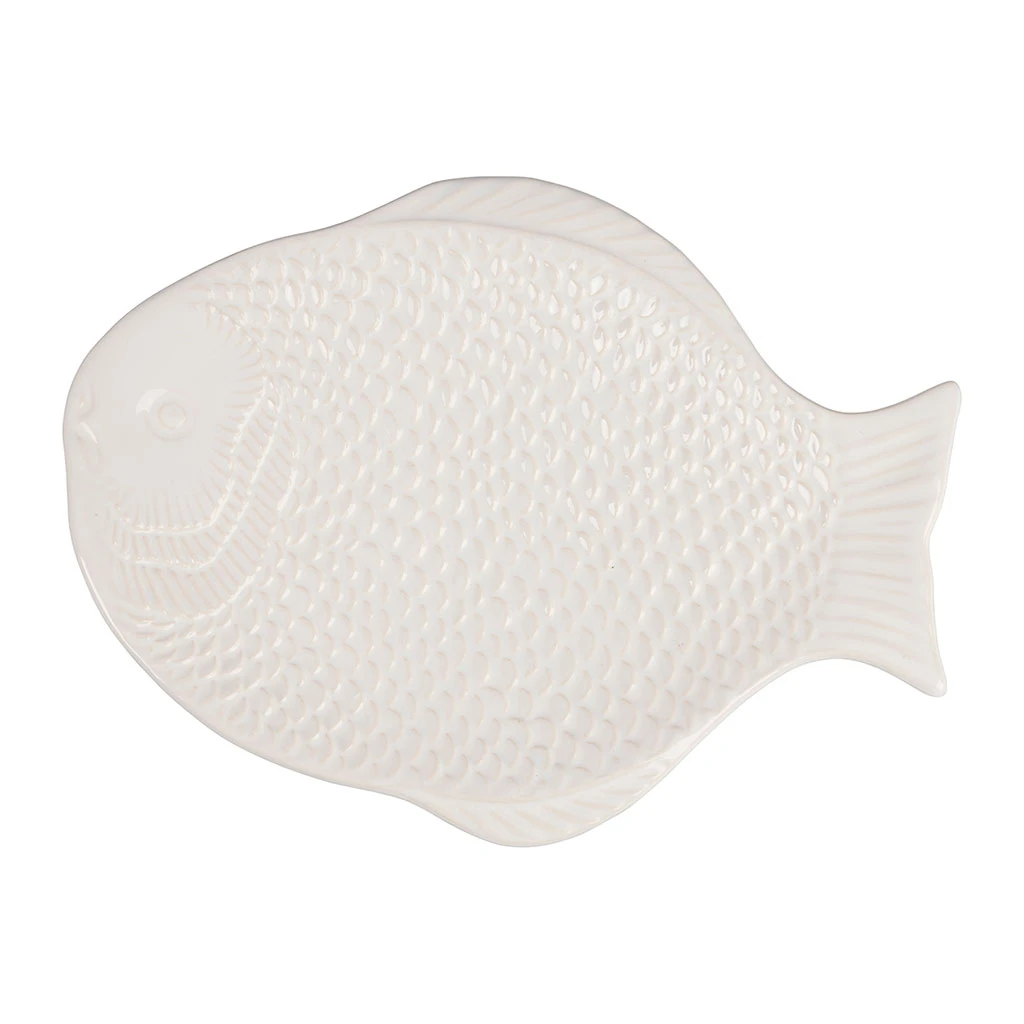 Plat Blanc 29.5x21.5cm En Faience - Poisson 1 Plat Blanc 29.5x21.5cm En Faience - Poisson