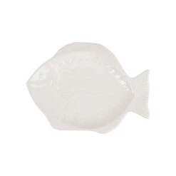 Plat Blanc 33.5x25cm En Faience - Poisson