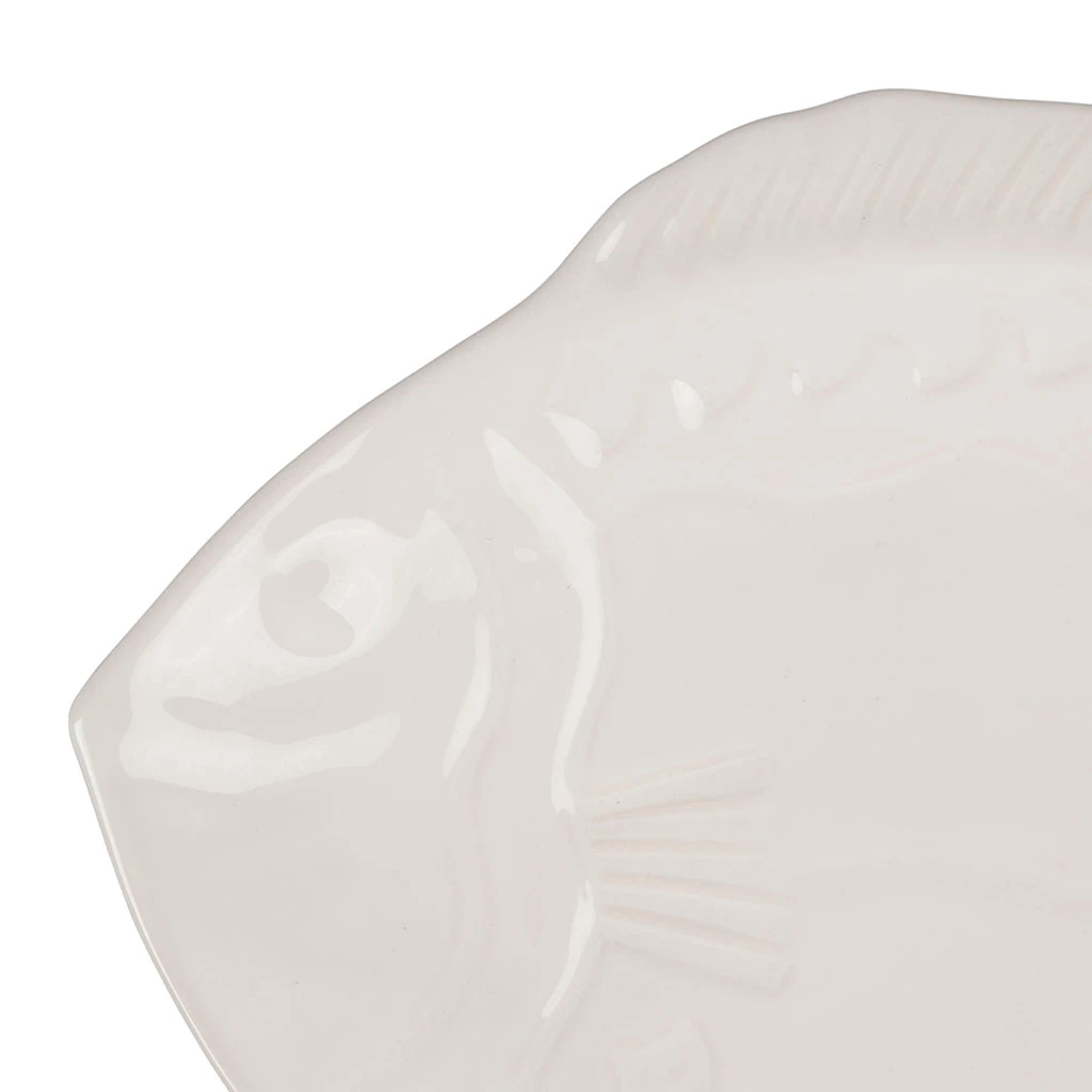 Plat Blanc 33.5x25cm En Faience - Poisson 2 Plat Blanc 33.5x25cm En Faience - Poisson – Image 2