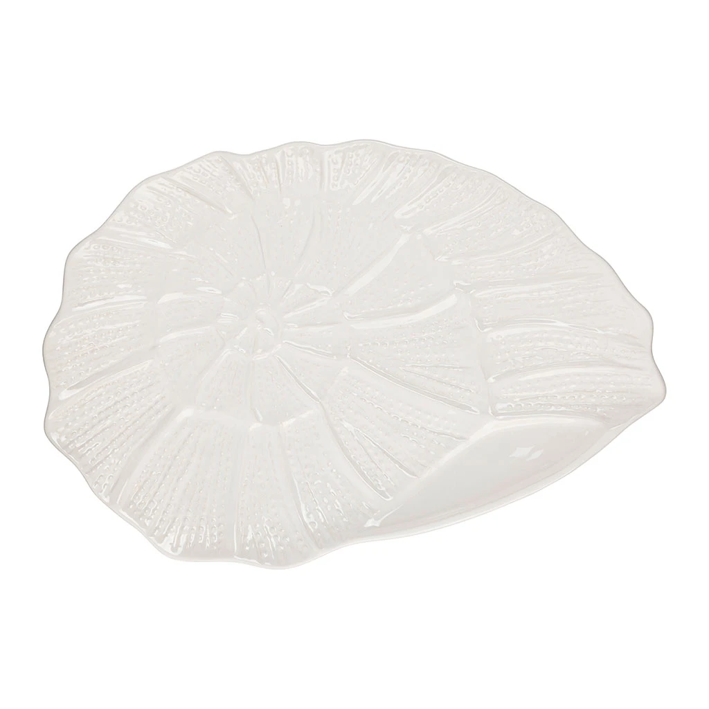 Plat Coquillage Blanc 53x34.5cm En Faience - Poisson 1 Plat Coquillage Blanc 53x34.5cm En Faience - Poisson