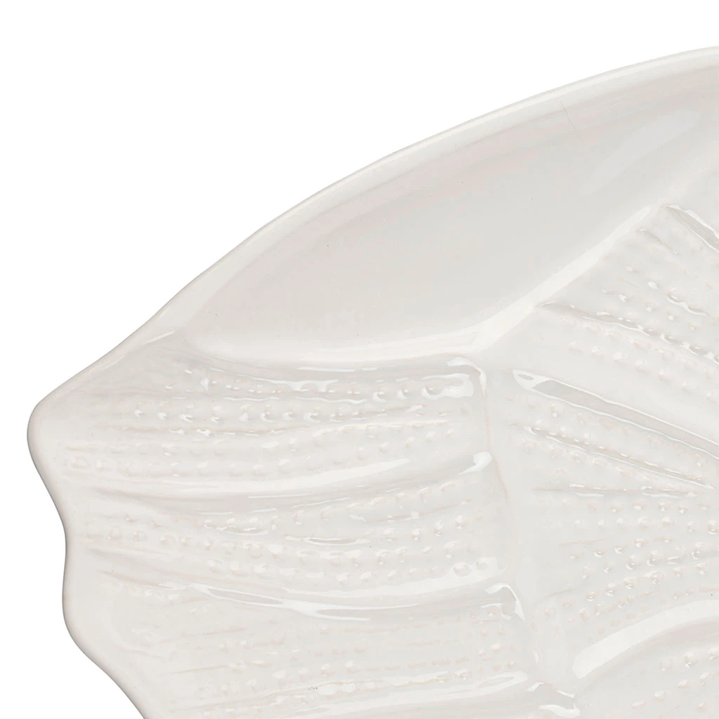 Plat Coquillage Blanc 53x34.5cm En Faience - Poisson 2 Plat Coquillage Blanc 53x34.5cm En Faience - Poisson – Image 2