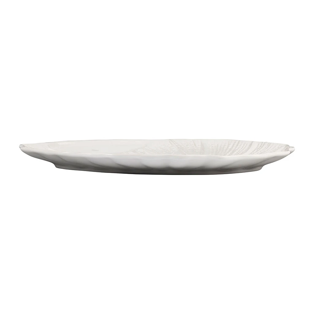 Plat Coquillage Blanc 53x34.5cm En Faience - Poisson 3 Plat Coquillage Blanc 53x34.5cm En Faience - Poisson – Image 3