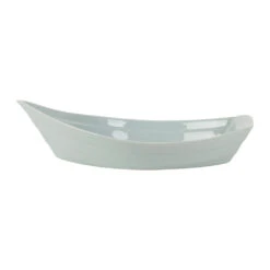Plat Creux Bateau En Grès Vert D'eau 41x26cm