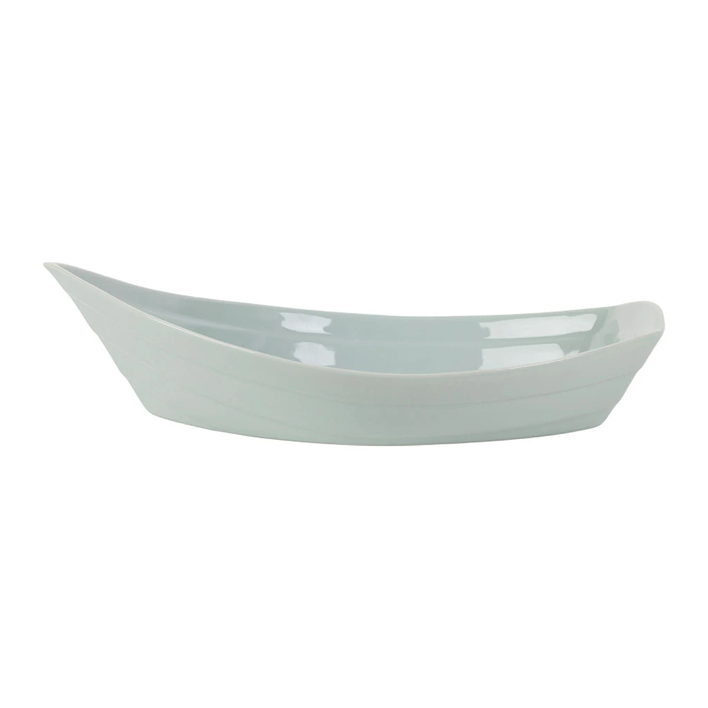 Plat Creux Bateau En Grès Vert D'eau 41x26cm 1 Plat Creux Bateau En Grès Vert D'eau 41x26cm