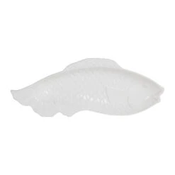 Plat Creux En Faïence Blanc 53x20cm - Poisson