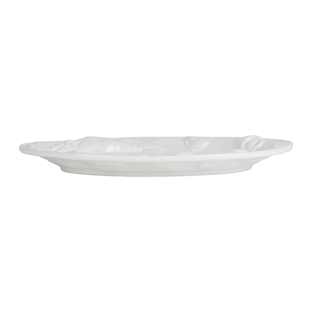 Plat Ovale En Faïence Blanc 41x30cm - Poisson 2 Plat Ovale En Faïence Blanc 41x30cm - Poisson – Image 2