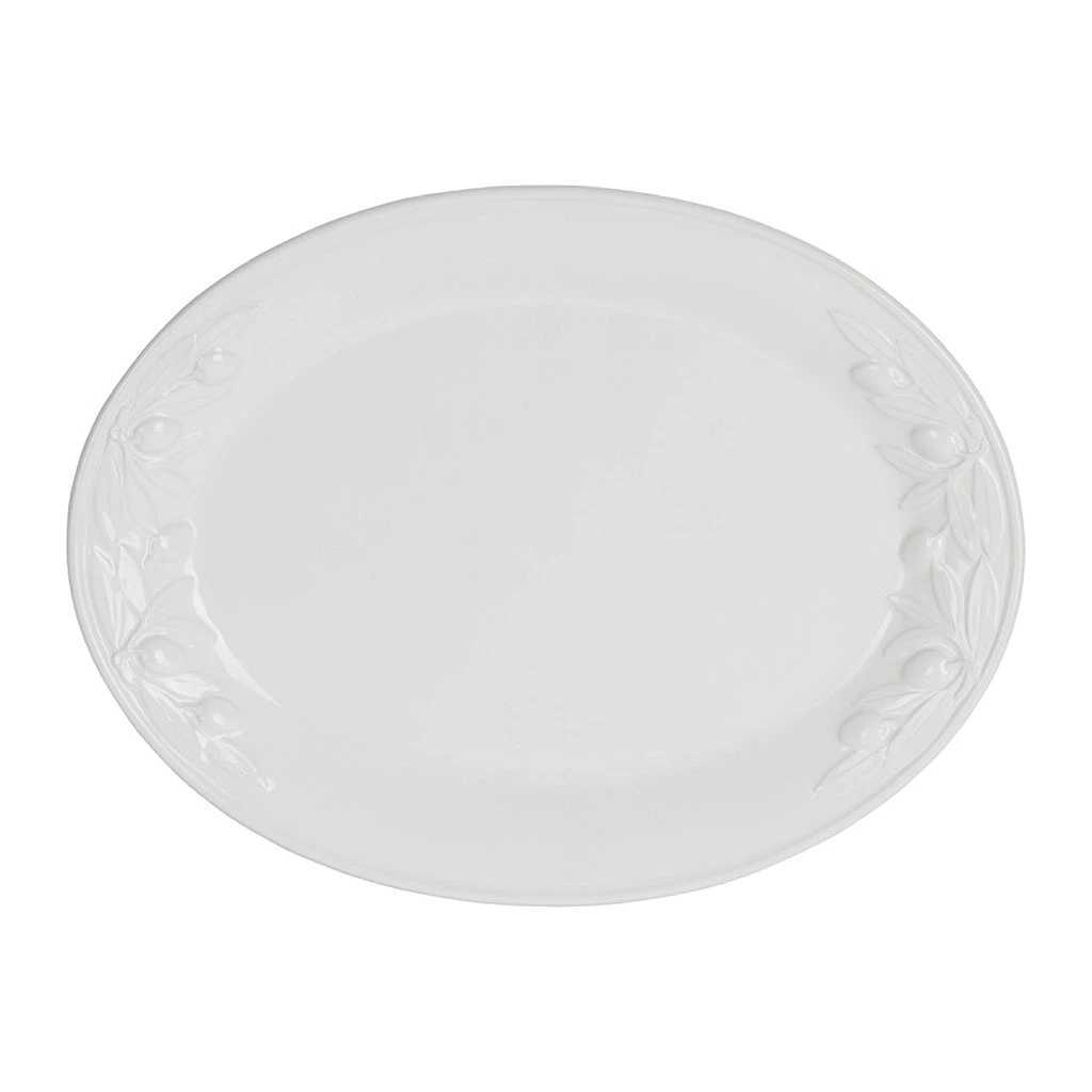 Plat Ovale En Faïence Blanc 46.5x35.5cm - Olivier 1 Plat Ovale En Faïence Blanc 46.5x35.5cm - Olivier