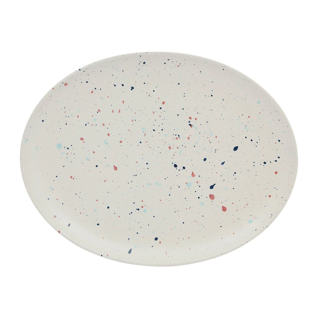 Plat Ovale En Grès Terrazzo 30x23.3m - Famille 1 Plat Ovale En Grès Terrazzo 30x23.3m - Famille