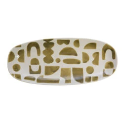 Amadeus Plat Ovale En Grès Vert Et Blanc - Ohana