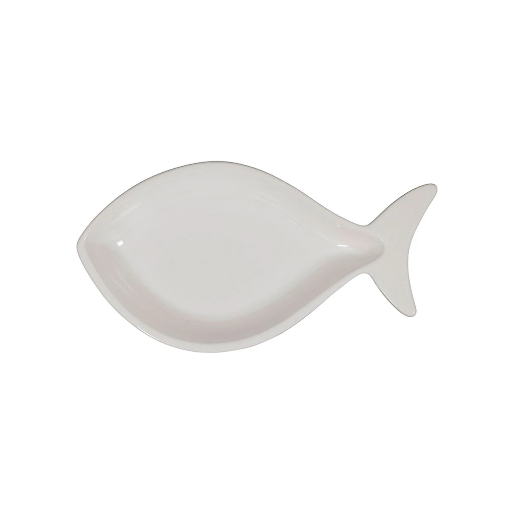 Plat Poisson En Faïence Blanc 34x18cm - Darcy 1 Plat Poisson En Faïence Blanc 34x18cm - Darcy