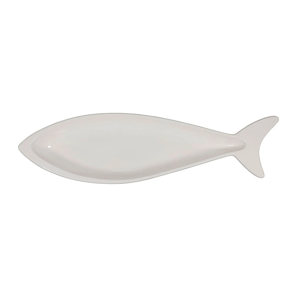 Plat Poisson En Faïence Blanc 50x13cm - Darcy 1 Plat Poisson En Faïence Blanc 50x13cm - Darcy