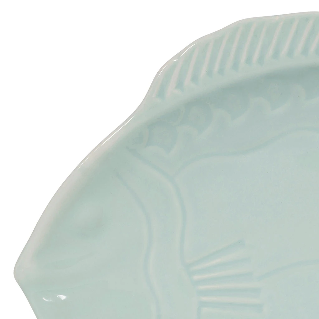 Plat Poisson En Faïence Vert D'eau 33x25cm - Poisson 2 Plat Poisson En Faïence Vert D'eau 33x25cm - Poisson – Image 2