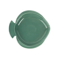 Plat Rond Creux Vert D'eau 23.5x22cm En Faience - Poisson
