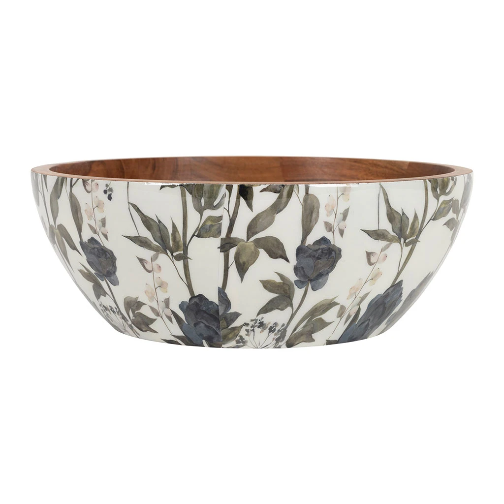 Saladier En Acacia Gris D30cm - Rose Noire 1 Saladier En Acacia Gris D30cm - Rose Noire