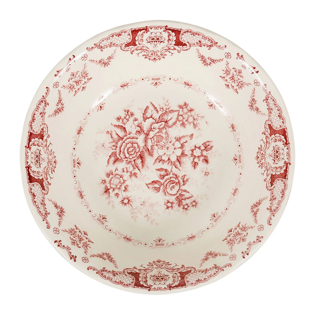 Saladier En Faïence Blanc Et Bordeaux - Clothilde 1 Saladier En Faïence Blanc Et Bordeaux - Clothilde