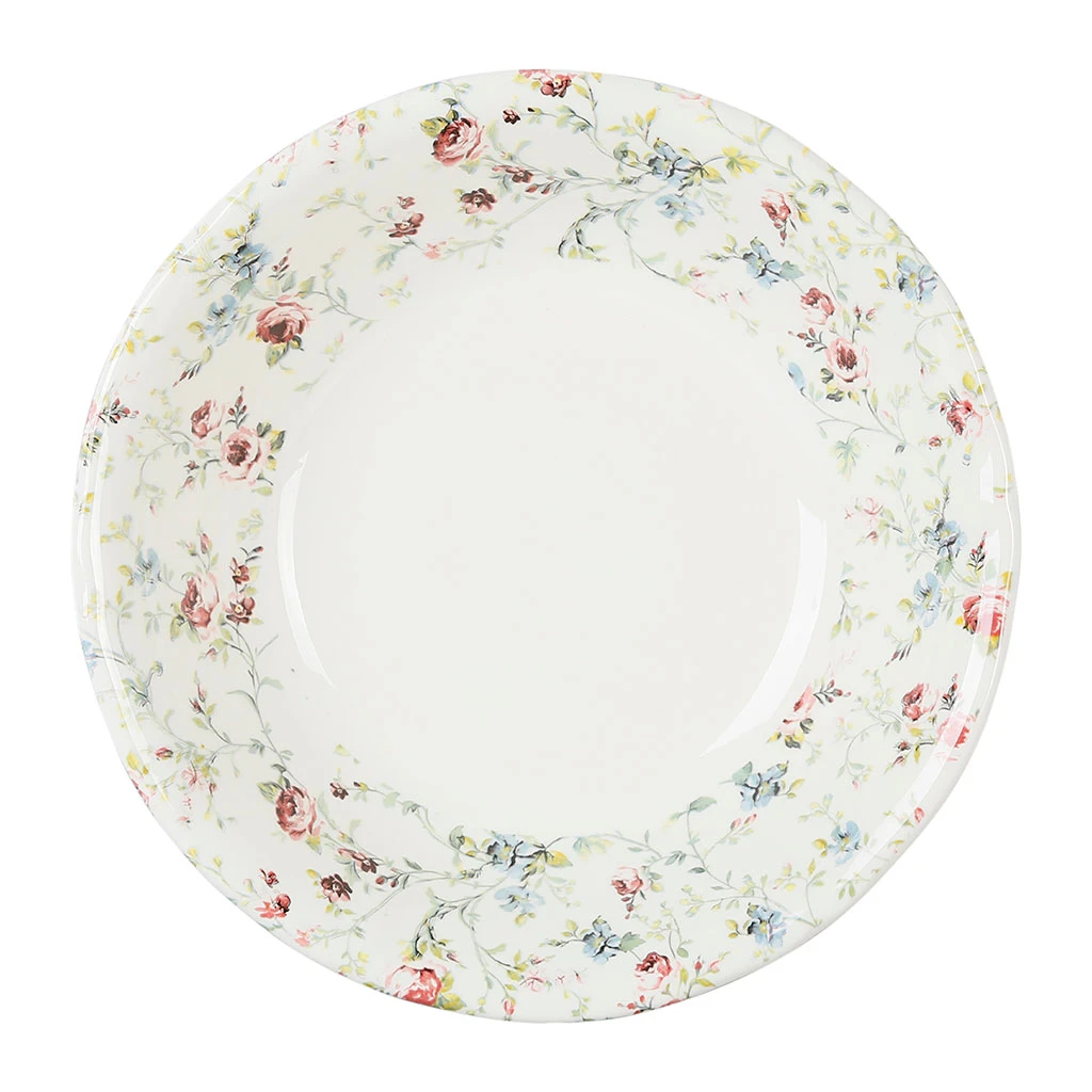 Saladier En Faïence Blanc Et Multicolore - Fleurs Champs 1 Saladier En Faïence Blanc Et Multicolore - Fleurs Champs