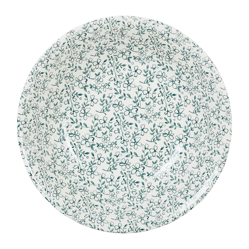 Saladier En Faïence Blanc Et Vert - P'tites Fleurs 1 Saladier En Faïence Blanc Et Vert - P'tites Fleurs