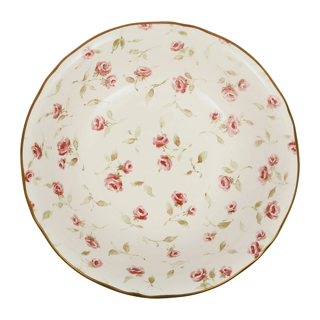 Saladier En Faïence Rose Et Doré D23cm - Rose 1 Saladier En Faïence Rose Et Doré D23cm - Rose