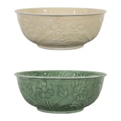 Saladier En Fer (x2) Ivoire Et Sauge D25cm - Floraly