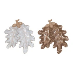 Set De 2 Plats 2 Compartiments En Grès Brun Et Blanc - Foret