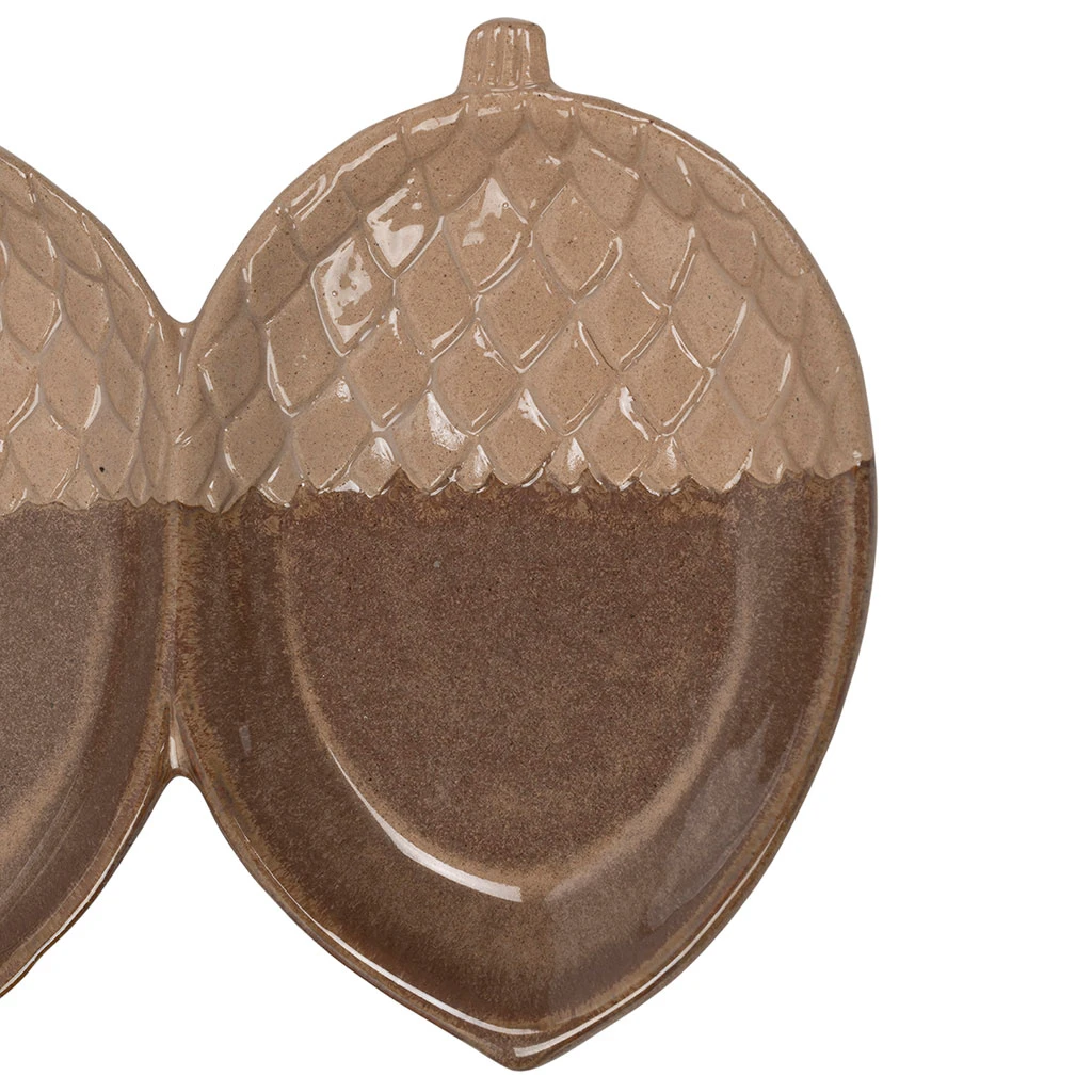 Set De 2 Plats 3 Compartiments En Grès Brun Et Blanc - Foret 2 Set De 2 Plats 3 Compartiments En Grès Brun Et Blanc - Foret – Image 2