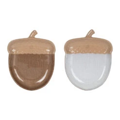 Set De 2 Plats En Grès Brun Et Blanc 14x19cm - Foret