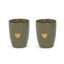 Set De 2 Tasses En Faïence Kaki 35cl - Matins Câlins