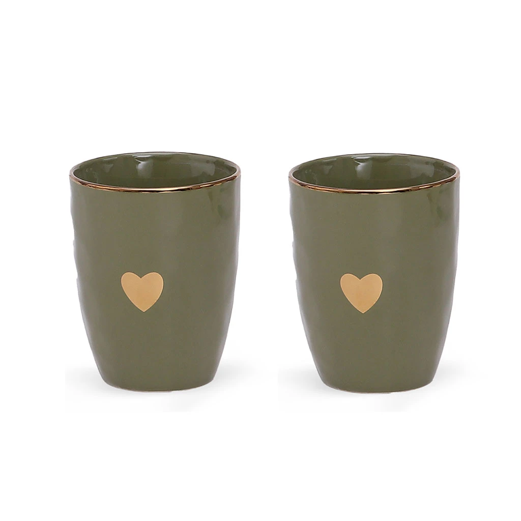 Set De 2 Tasses En Faïence Kaki 35cl - Matins Câlins 1 Set De 2 Tasses En Faïence Kaki 35cl - Matins Câlins