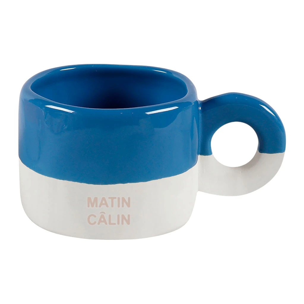 Tasse à Thé En Grès Bleu Et écru 30cl - Réveil Gourmand 1 Tasse à Thé En Grès Bleu Et écru 30cl - Réveil Gourmand