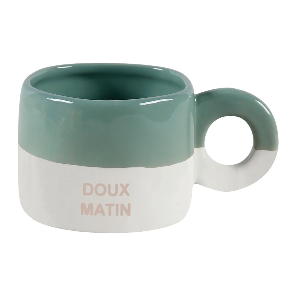 Tasse à Thé En Grès Sauge Et écru 30cl - Réveil Gourmand 1 Tasse à Thé En Grès Sauge Et écru 30cl - Réveil Gourmand