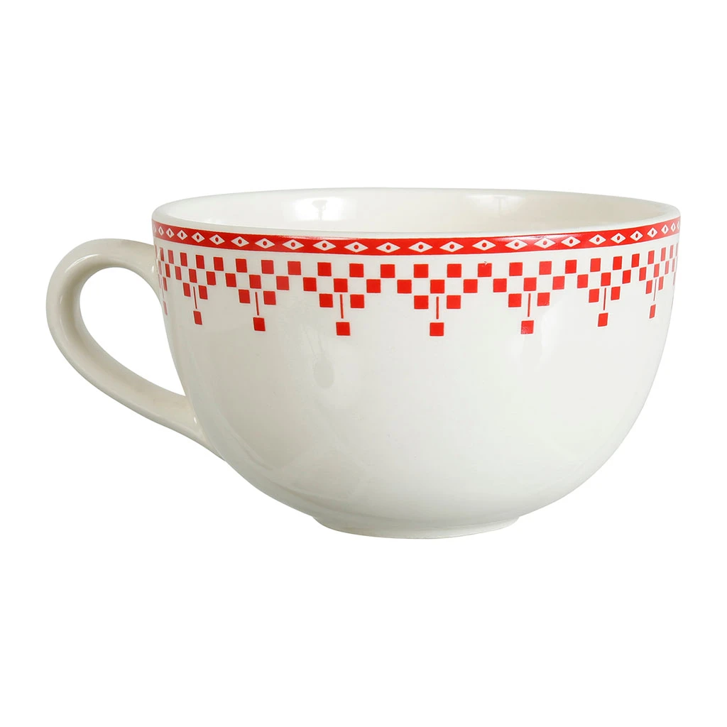 Tasse Et Sous-tasse En Faïence Damier Rouge - Campagne 2 Tasse Et Sous-tasse En Faïence Damier Rouge - Campagne – Image 2