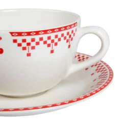 Tasse Et Sous-tasse En Faïence Damier Rouge - Campagne 7 Tasse Et Sous-tasse En Faïence Damier Rouge - Campagne -Magasin De Vaisselle Pour La Maison tasse et sous tasse en faience damier rouge campagne 2364 2364 DET03 WEB 1