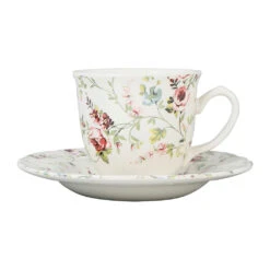 Tasse Et Sous-tasse En Faïence Multicolore - P'tites Fleurs