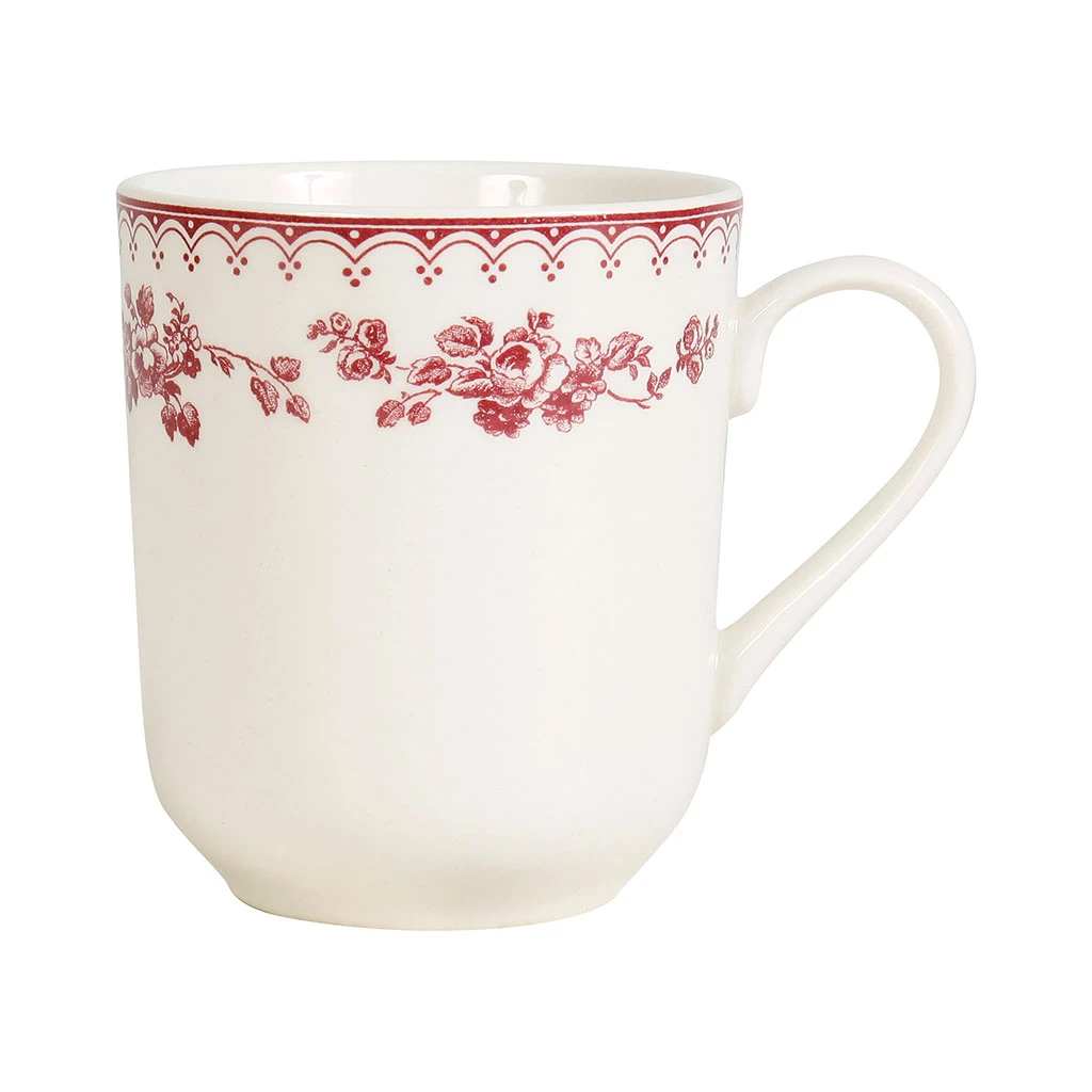Tasse Haute En Faïence Blanchet Et Rouge 34cl - Faustine 1 Tasse Haute En Faïence Blanchet Et Rouge 34cl - Faustine