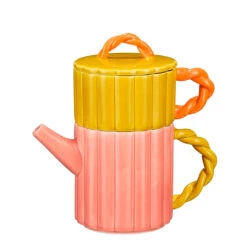 Théière Solitaire En Porcelaine Rose Et Jaune- Lizzy